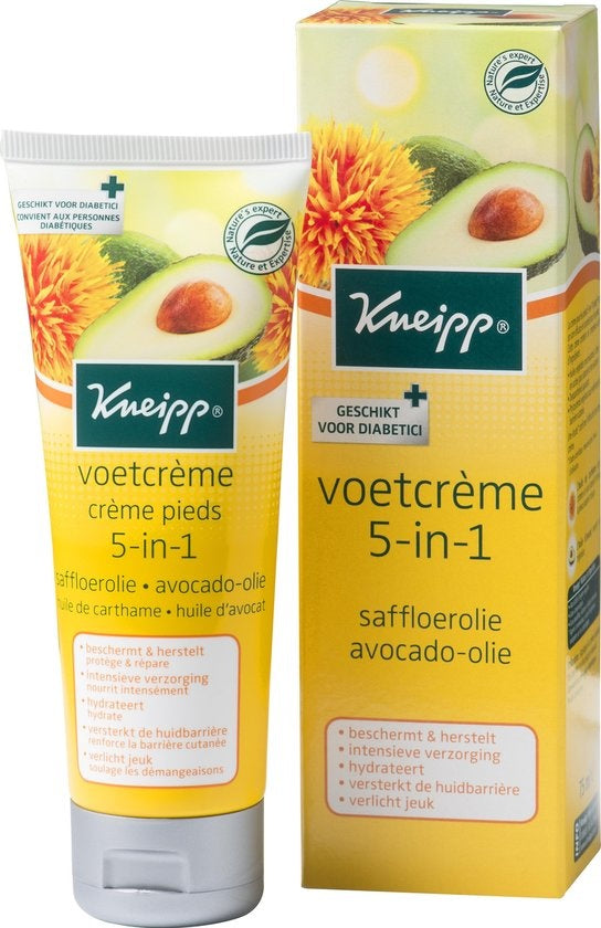 Kneipp saffloerolie avocado-olie 5 in 1 Voetcrème - 75 ml