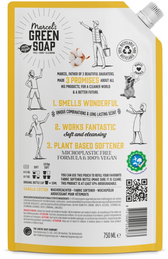 Marcel's Green Soap Weichspüler Baumwolle &amp; Vanille Nachfüllpackung 750 ml