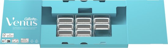Gillette Venus + Satin Care Razor Blades - for Skin and Pubic Hair - 10 Refill Blades - Damaged Packaging