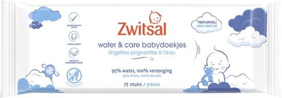 Zwitsal Water &amp; Care Baby Wipes - 75 pieces