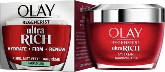 Olay Regenerist Ultra Rich Reichhaltige, nicht fettende Tagescreme für das Gesicht, parfümfrei, 50 ml – Verpackung beschädigt