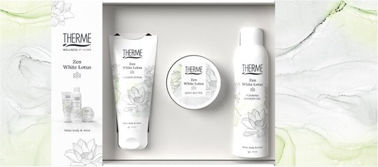 Therme Zen White Lotus Schäumendes Duschgel + Duschpeeling + Körperbutter-Geschenkset