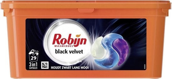 Robijn Black Velvet 3 in 1 Wascapsules speciaal voor de zwarte was - 29 wasbeurten - Verpakking beschadigd