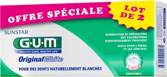 GUM Original White Tandpasta Set van 2 x 75 ml - Verpakking beschadigd