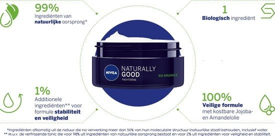 NIVEA Naturally Good Night Cream – 50 ml – mit Bio-Arganöl