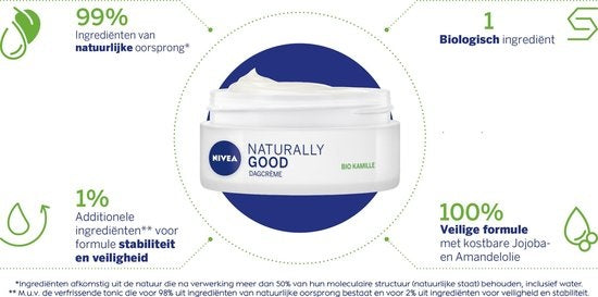 Nivea - Naturally Good Day Cream for sensitive skin - 50 ml - with organic chamomile - Packaging damaged