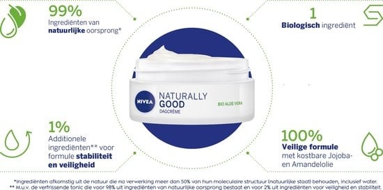 Nivea Naturally Good Day Cream - 50 ml - with Organic Aloe Vera - Packaging damaged