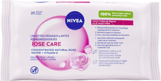 NIVEA Micellair Reinigingsdoekjes Bio Rozenwater - Make-up Remover Doekjes - Rozenwater -Pro-Vitamine B5 - 25 stuks