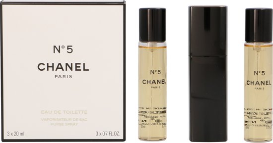 Chanel N°5 Twist and Spray – 3 x 20 ml – Eau de Toilette – 1 nachfüllbares Spray + 2 Nachfüllpackungen 