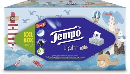 Tempo XXL Light box - Tissuebox - 140 tissues Assortie afbeelding doos