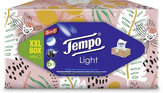 Tempo XXL Light box - Tissuebox - 140 tissues Assortie afbeelding doos