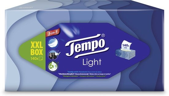 Tempo XXL Light box - Tissuebox - 140 tissues Assortie afbeelding doos