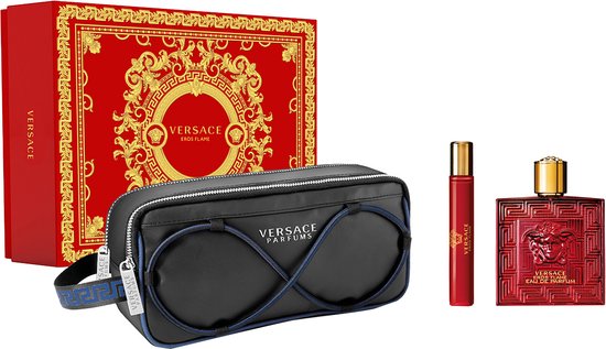 Versace Eros Flame Giftset - Eau de parfum voor heren met toilettas - 100 ml