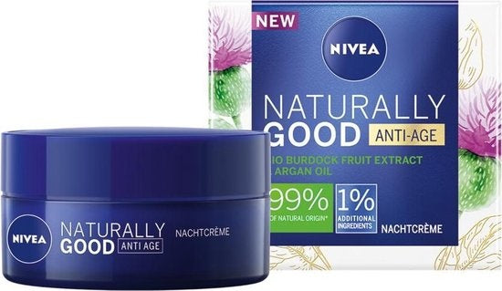 NIVEA Naturally Good Anti - Rimple Anti-Age Nachtcreme - 50ml - Verpakking beschadigd