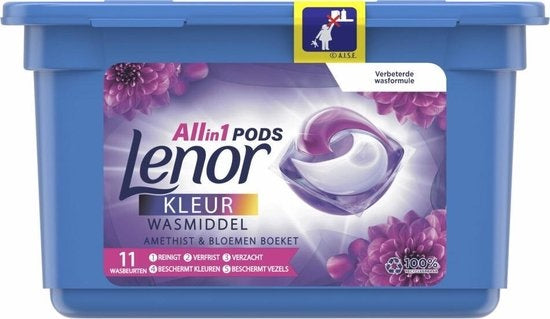 Lenor Waschmittel All-in-1 Pods Amethyst und Blumenstrauß – 11 Stück – Verpackung beschädigt