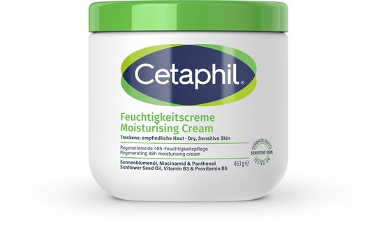 Cetaphil Hydraterende Crème - voor de droge, zeer droge & gevoelige huid -453 gram- Verpakking beschadigd / dop gescheurd