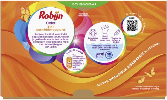 Robijn Classic Color 3-in-1 Wascapsules - 40 wasbeurten - Verpakking beschadigd