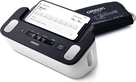 OMRON COMPLETE – Smart Blood Pressure Monitor Upper Arm – Recommended by the Dutch Heart Foundation - ECG Monitor - Clinically Validated - with Mobile App – XL Screen Display - 22 to 42 cm Cuff