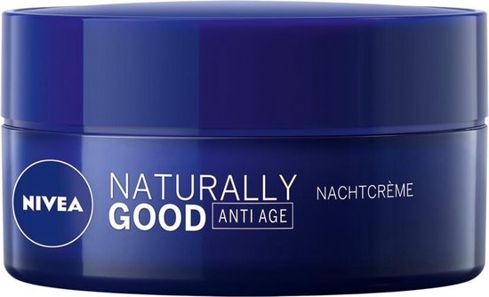 NIVEA Naturally Good Anti-Age Beruhigende Nachtcreme – Anti-Falten-Gesichtscreme mit 5 Pflanzenölen – Alle Hauttypen – 50 ml – Verpackung beschädigt