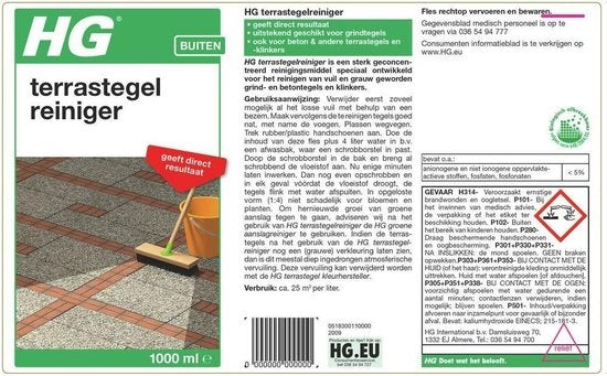 HG terrastegelreiniger - 1L - voor grindtegels, beton en andere terrastegels en klinkers - direct resultaat