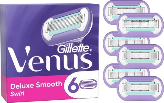 Gillette Venus Deluxe Smooth Swirl Razor Blades For Women - 6 Refill Blades