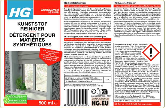 HG Kunststoffreiniger - 500ml - schnell ein fleckenfreies Ergebnis