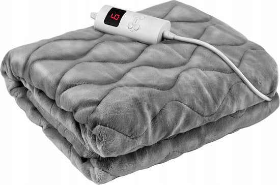 Elektrische Deken - Iso trade - Elektrische bovendeken - Warmte Deken - 2 Persoons - Timer - Grijs - 180x130cm- beschadigde verpakking