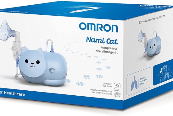 OMRON Nami Cat Inhalator – Inhalator Baby, starker Kompressor für die schnelle und effektive Behandlung von Atemwegsbeschwerden bei Kindern – Verpackung beschädigt