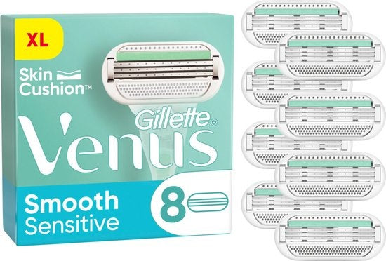 Gillette Venus Smooth - Blades With Protective Pads - 8 Razor Blades - Packaging damaged