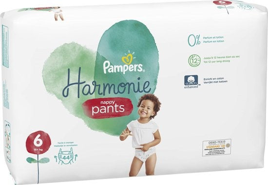 Pampers Harmonie / Pure Windelhose Größe 6 (15 kg+) 44 Windelhose – Verpackung beschädigt