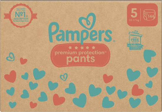 Pampers Premium Protection Pants – Größe 5 (12 kg–17 kg) – 144 Windeln – Monatsbox – Verpackung beschädigt