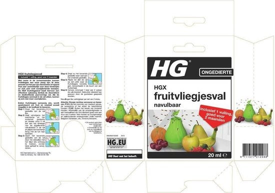 HGX fruit fly trap - 1 piece - effective against fruit flies - decorative pear shape