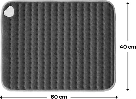 Inventum HNK186G - Elektrisch warmtekussen - Automatische uitschakeling - XL formaat - 60x40 cm - Fleece - Grijs