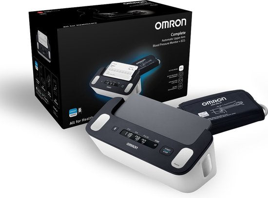 OMRON COMPLETE – Smart Blood Pressure Monitor Upper Arm – Recommended by the Dutch Heart Foundation - ECG Monitor - Clinically Validated - with Mobile App – XL Screen Display - 22 to 42 cm Cuff