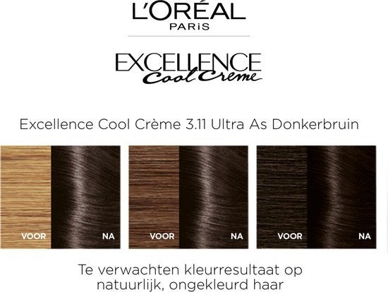 L'Oréal Paris Excellence Cool Creams 3.11 – Ultra Ash Dark Brown – Permanente Haarfarbe – Verpackung beschädigt