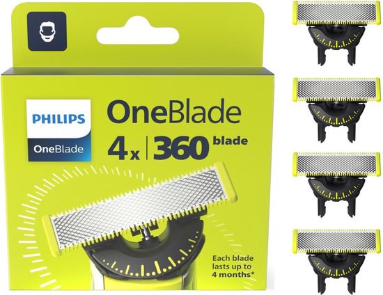 Philips OneBlade 360 Blade - Vervangmesjes - Scheermesjes - 4 stuks - QP440/50- beschadigde verpakking