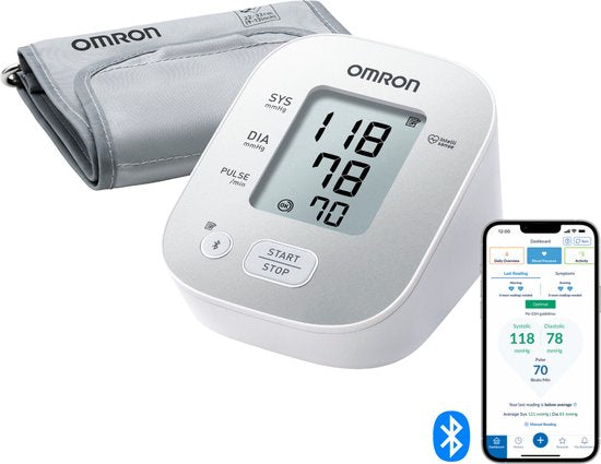 OMRON X2 Smart Bloeddrukmeter Bovenarm - Blood Pressure Monitor met Hartslagmeter – Onregelmatige Hartslag - met Mobiele App - 22 tot 32 cm Manchet