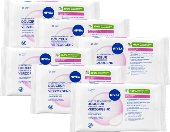 NIVEA Verzorgende Reinigingsdoekjes - Make-up Remover Doekjes  - 6 x 25 stuks