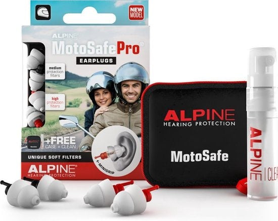 Alpine MotoSafe Pro - Motorcycle earplugs - Hearing protection Race and Tour - White - 2 sets