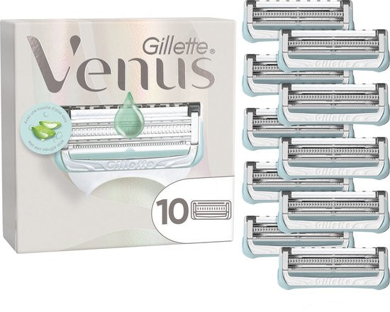 Gillette Venus + Satin Care Razor Blades - for Skin and Pubic Hair - 10 Refill Blades - Damaged Packaging