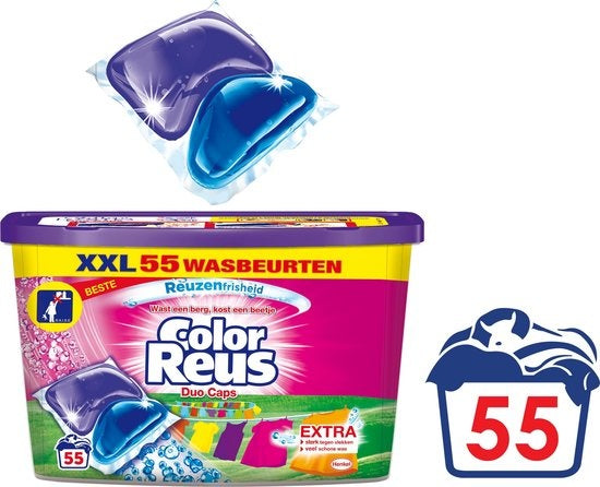 Color Reus Duo Caps Wascapsules - Wasmiddel Capsules - Voordeelverpakking - 55 wasbeurten