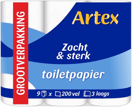 Artex Zacht & Sterk toiletpapier - 3-laags wc papier- 9 rollen