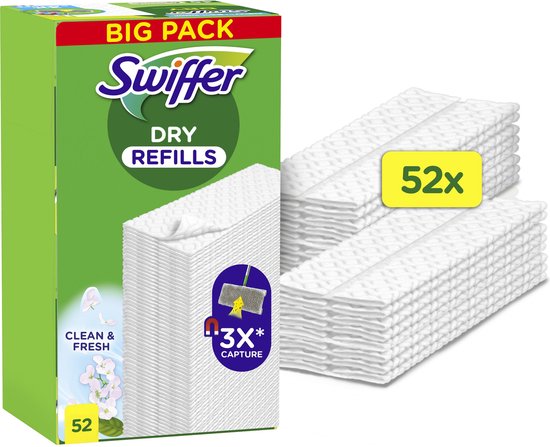 Swiffer Floor Wipes - Floor Cleaner Refill Dry Wipes 52 Wipes (4x13)