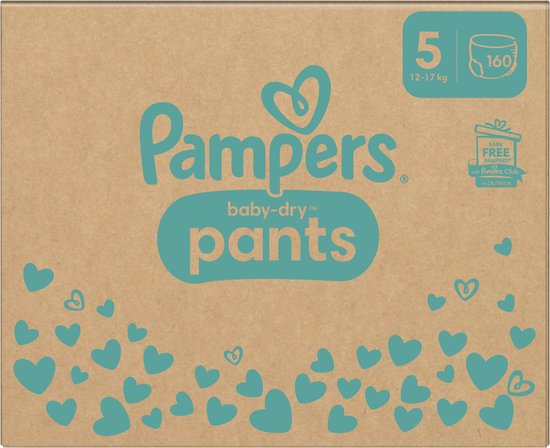 Pampers Baby-Dry Pants - Größe 5 (12kg-17kg) - 160 Windelhöschen - Monatsbox