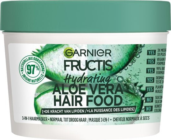 Garnier Fructis Hair Food Aloë Vera Hydraterend 3-in-1 Haarmasker - Normaal Tot Droog Haar - 400ml