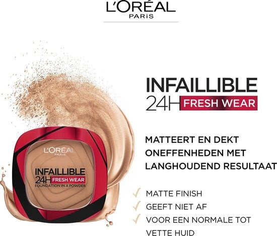 L'Oréal Paris - Infaillible 24H Fresh Wear Foundation in a Powder - 260 Golden Sun - Foundation en poeder in 1