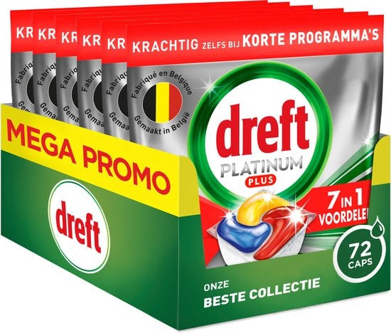 Dreft Platinum Plus All In One Dishwashing Liquid - Anti-Dull Technology - Lemon 12 pieces