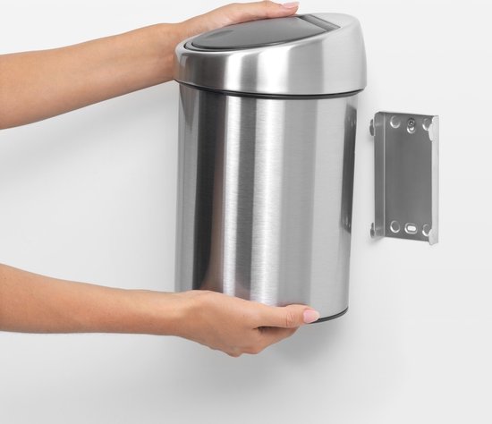 Brabantia Touch Bin Prullenbak - 3 liter - Badkamer -  Fingerprint Proof - Matt Steel