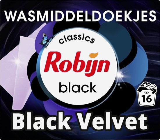 Robijn Classics Black Velvet Laundry Detergent Wipes 16 Washing Strips