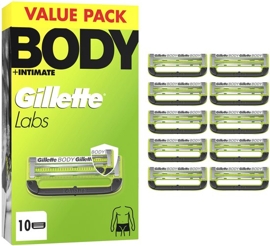 Gillette Labs Body Intimate Scheermesjes - 10 stuks - van Gillette - beschadigde verpakking